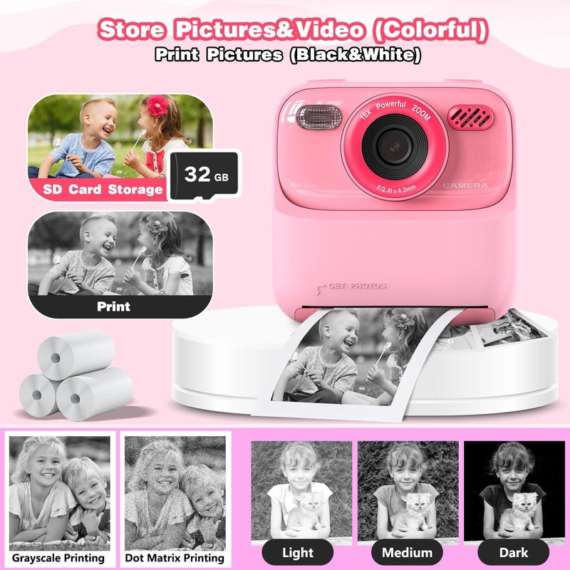 masterbee Kid Camera Instant Print Photo, Birthday Gifts for Girls and Boys, Kids Digital Camera Toys, 1080P HD Video, 3 4 5 6 7 8 9 10 11 12 Year Old Boy Gifts/Girl Gifts - Image 5